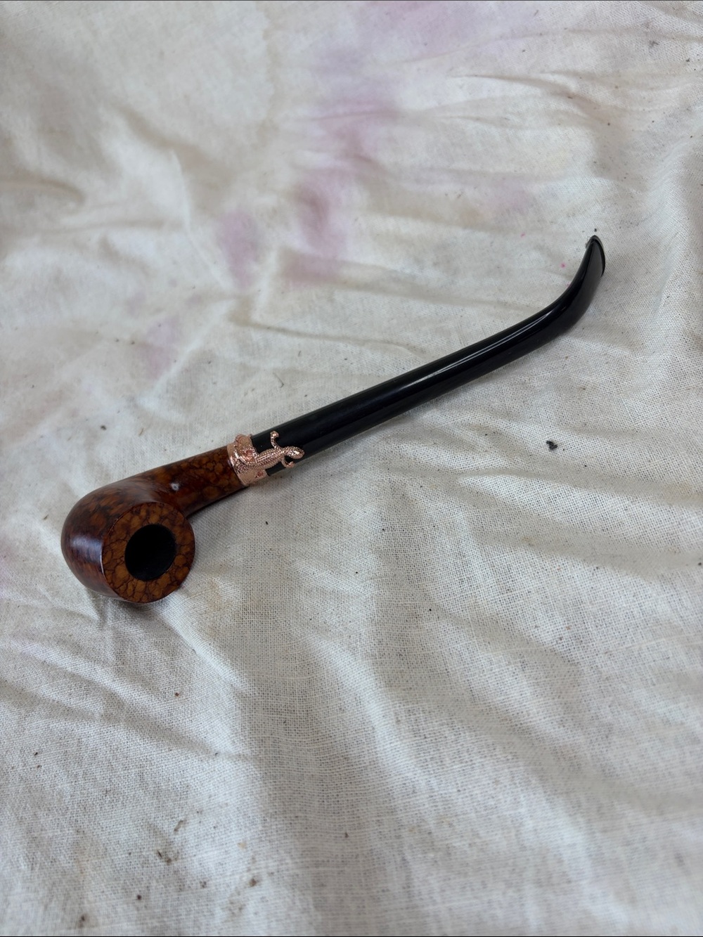 Classic Brown and Black Smoking Pipe with Rose Gold Accent